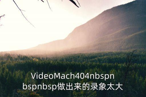 VideoMach404nbspnbspnbsp做出來的錄象太大