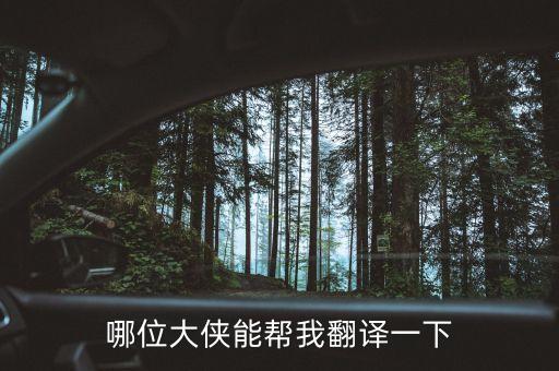 哪位大俠能幫我翻譯一下