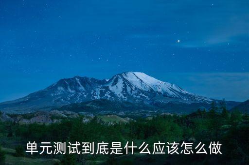 什么是單元測試，單元測試到底是什么應該怎么做