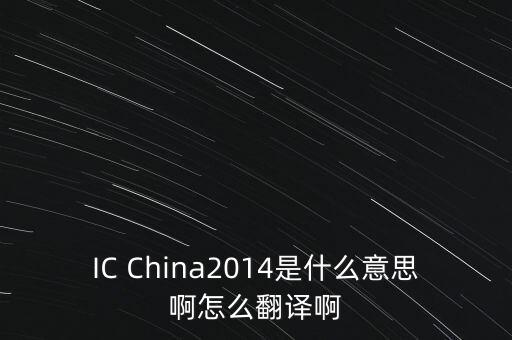IC China2014是什么意思啊怎么翻譯啊
