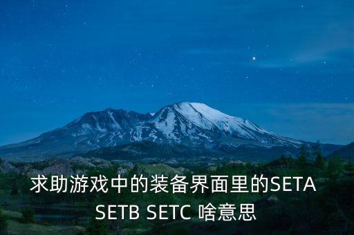 求助游戲中的裝備界面里的SETA SETB SETC 啥意思