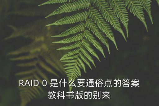 RAID 0 是什么要通俗點(diǎn)的答案教科書版的別來