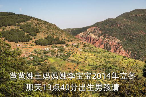 爸爸姓王媽媽姓李寶寶2014年立冬那天13點(diǎn)40分出生男孩請(qǐng)