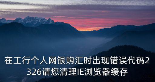在工行個(gè)人網(wǎng)銀購匯時(shí)出現(xiàn)錯(cuò)誤代碼2326請(qǐng)您清理IE瀏覽器緩存