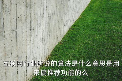 互聯(lián)網(wǎng)行業(yè)所說的算法是什么意思是用來搞推薦功能的么