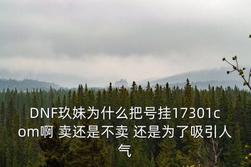DNF玖妹為什么把號(hào)掛17301com啊 賣(mài)還是不賣(mài) 還是為了吸引人氣