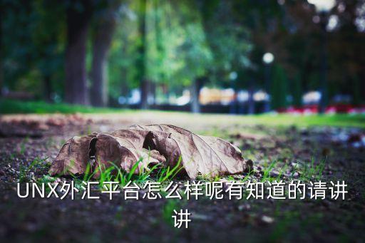 unx，UNX外匯平臺怎么樣呢有知道的請講講