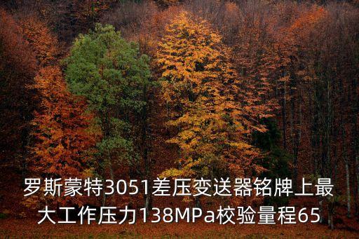 羅斯蒙特3051差壓變送器銘牌上最大工作壓力138MPa校驗(yàn)量程65