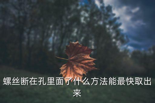 螺絲斷在螺絲孔里怎么弄出來，怎樣將斷在螺孔中的螺栓取出