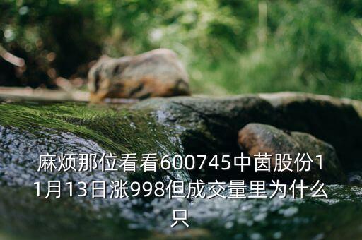 麻煩那位看看600745中茵股份11月13日漲998但成交量里為什么只