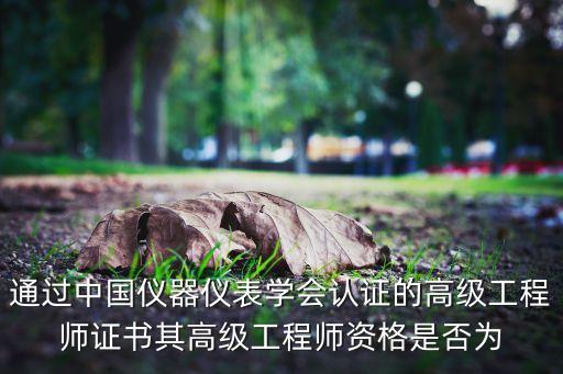 中國儀器儀表學會，通過中國儀器儀表學會認證的高級工程師證書其高級工程師資格是否為