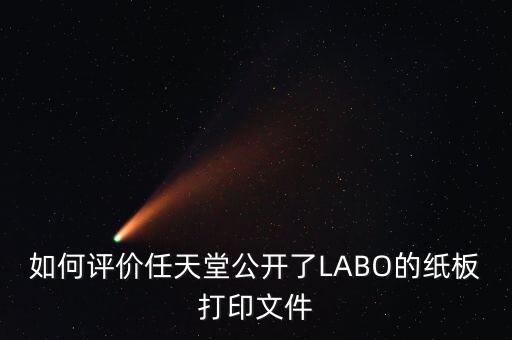 如何評(píng)價(jià)任天堂公開了LABO的紙板打印文件