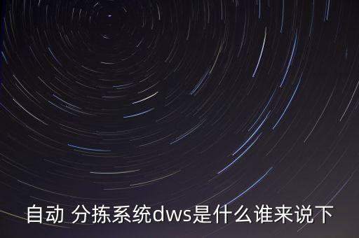 自動(dòng) 分揀系統(tǒng)dws是什么誰(shuí)來(lái)說(shuō)下