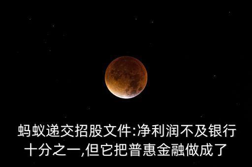  螞蟻遞交招股文件:凈利潤(rùn)不及銀行十分之一,但它把普惠金融做成了