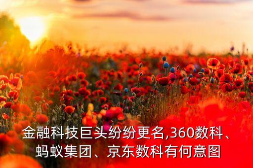 金融科技巨頭紛紛更名,360數(shù)科、 螞蟻集團(tuán)、京東數(shù)科有何意圖