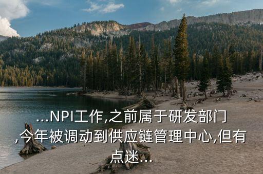 ...NPI工作,之前屬于研發(fā)部門,今年被調(diào)動到供應(yīng)鏈管理中心,但有點迷...