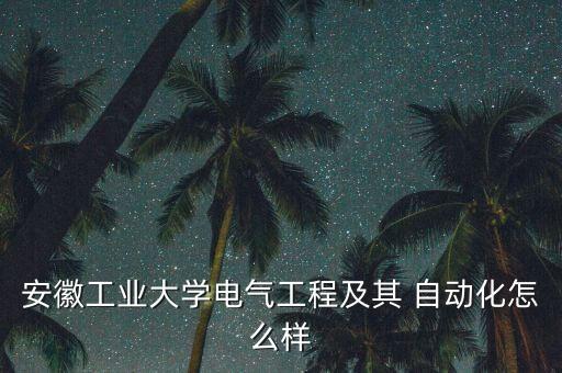 安徽工業(yè)大學(xué)電氣工程及其 自動(dòng)化怎么樣