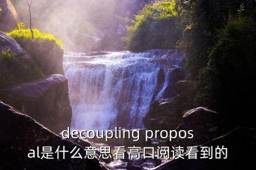 decoupling proposal是什么意思看高口閱讀看到的