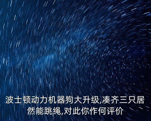 波士頓動力機(jī)器狗大升級,湊齊三只居然能跳繩,對此你作何評價(jià)
