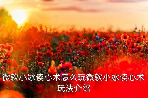 微軟小冰讀心術怎么玩微軟小冰讀心術玩法介紹