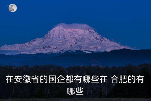 在安徽省的國企都有哪些在 合肥的有哪些