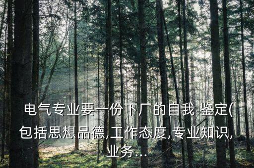  電氣專業(yè)要一份下廠的自我 鑒定(包括思想品德,工作態(tài)度,專業(yè)知識(shí),業(yè)務(wù)...