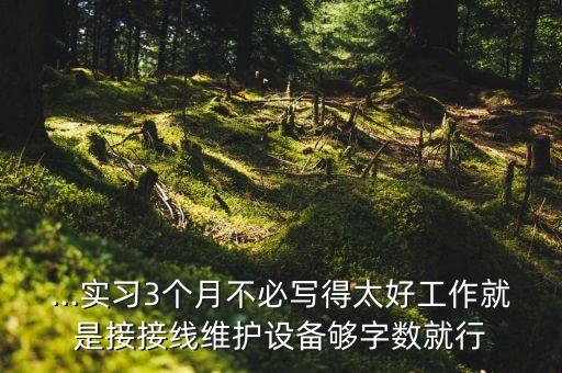 ...實習3個月不必寫得太好工作就是接接線維護設(shè)備夠字數(shù)就行
