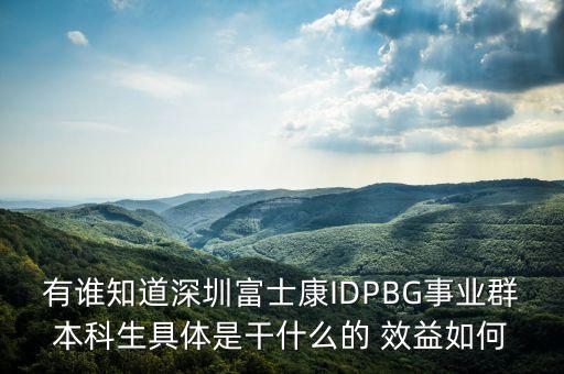 有誰知道深圳富士康IDPBG事業(yè)群本科生具體是干什么的 效益如何