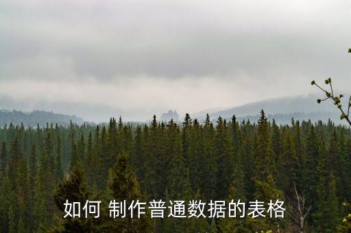 如何 制作普通數(shù)據(jù)的表格