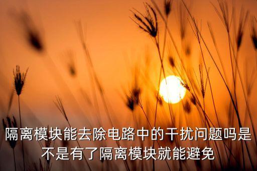 隔離模塊能去除電路中的干擾問題嗎是不是有了隔離模塊就能避免