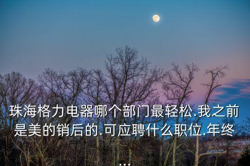 珠海格力電器哪個(gè)部門最輕松.我之前是美的銷后的.可應(yīng)聘什么職位.年終...