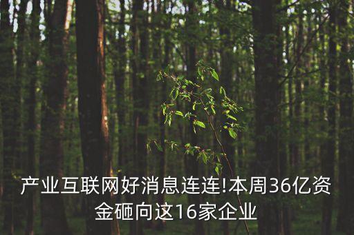 產業(yè)互聯網好消息連連!本周36億資金砸向這16家企業(yè)