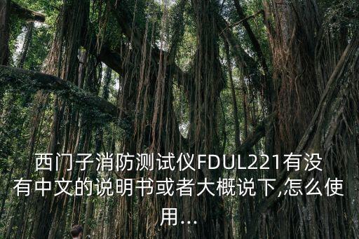 西門子消防測試儀FDUL221有沒有中文的說明書或者大概說下,怎么使用...