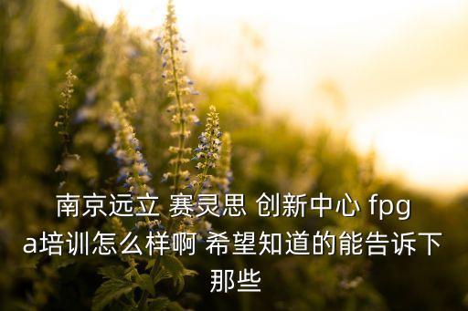 南京遠(yuǎn)立 賽靈思 創(chuàng)新中心 fpga培訓(xùn)怎么樣啊 希望知道的能告訴下 那些