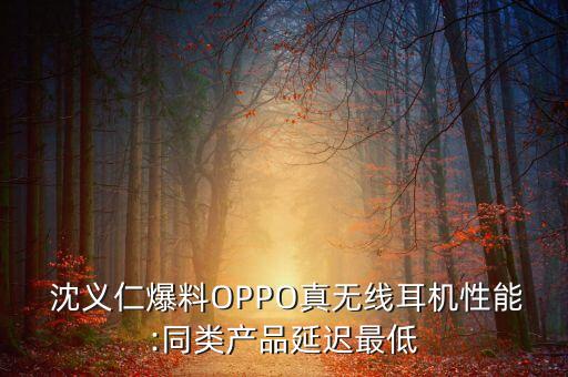  沈義仁爆料OPPO真無線耳機(jī)性能:同類產(chǎn)品延遲最低