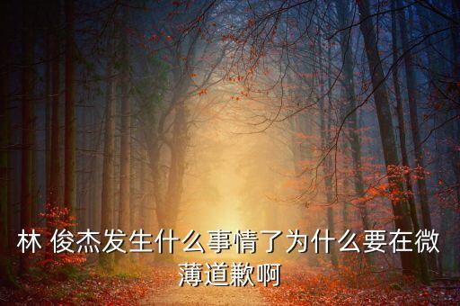 林 俊杰發(fā)生什么事情了為什么要在微薄道歉啊