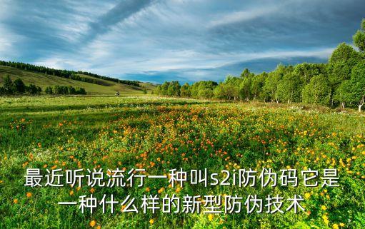最近聽說流行一種叫s2i防偽碼它是一種什么樣的新型防偽技術(shù)