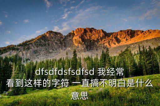 dfsdfdsfsdfsd 我經(jīng)常看到這樣的字符 一直搞不明白是什么意思