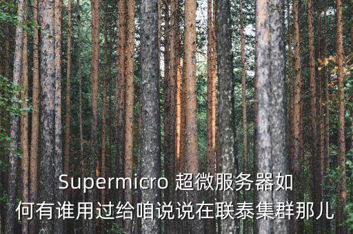 supermicro，Supermicro 超微服務器如何有誰用過給咱說說在聯(lián)泰集群那兒