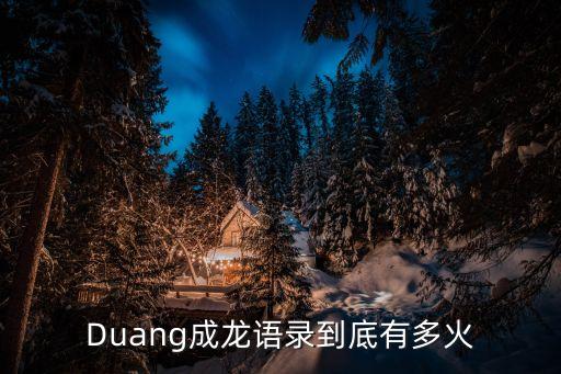 Duang成龍語錄到底有多火