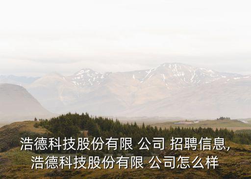 浩德科技股份有限 公司 招聘信息,浩德科技股份有限 公司怎么樣