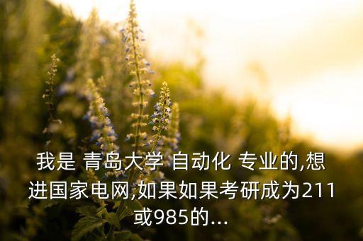 我是 青島大學 自動化 專業(yè)的,想進國家電網(wǎng),如果如果考研成為211或985的...
