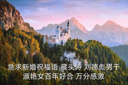 急求新婚祝福語 藏頭詩 劉德彪男于淑艷女百年好合 萬分感激