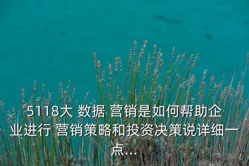 5118大 數(shù)據(jù) 營(yíng)銷是如何幫助企業(yè)進(jìn)行 營(yíng)銷策略和投資決策說(shuō)詳細(xì)一點(diǎn)...