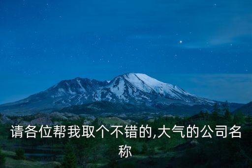 請(qǐng)各位幫我取個(gè)不錯(cuò)的,大氣的公司名稱
