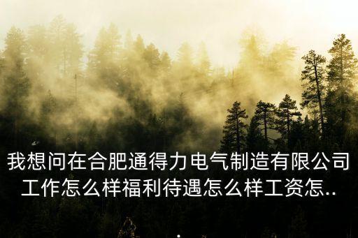 我想問(wèn)在合肥通得力電氣制造有限公司工作怎么樣福利待遇怎么樣工資怎...