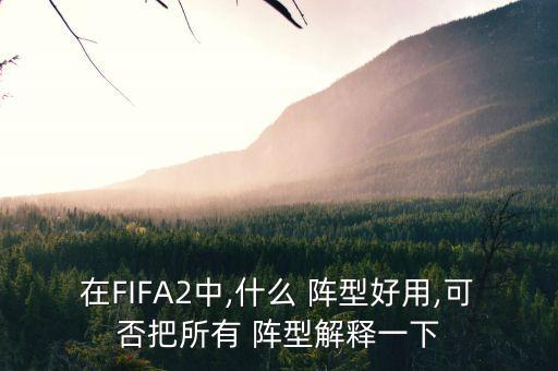 在FIFA2中,什么 陣型好用,可否把所有 陣型解釋一下