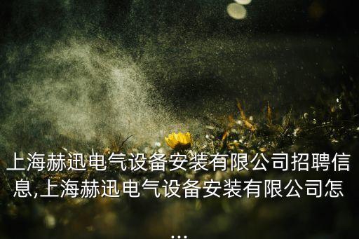 上海赫迅電氣設(shè)備安裝有限公司招聘信息,上海赫迅電氣設(shè)備安裝有限公司怎...