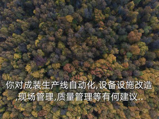 你對成裝生產(chǎn)線自動化,設備設施改造,現(xiàn)場管理,質量管理等有何建議...