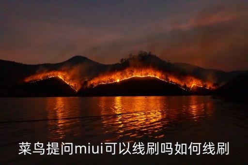 菜鳥提問miui可以線刷嗎如何線刷